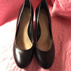 Franco Sarto Black Leather Wedge Pump